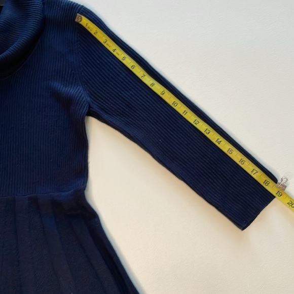 CONNECTED Womens Medium Navy Blue Cowl Neck 3/4 Sleeve Sweater Dress Minimalist - Picture 8 of 10